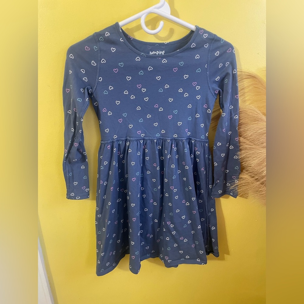 Jumping Beans Navy Dress with Heart Pattern